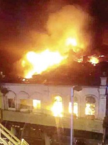 A pre-war shop in Petaling Street on fire